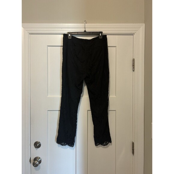 Crown & Ivy Pants Women’s Size 8 Black Lace Flat Front Tapered Leg Pockets Zip - Picture 6 of 6